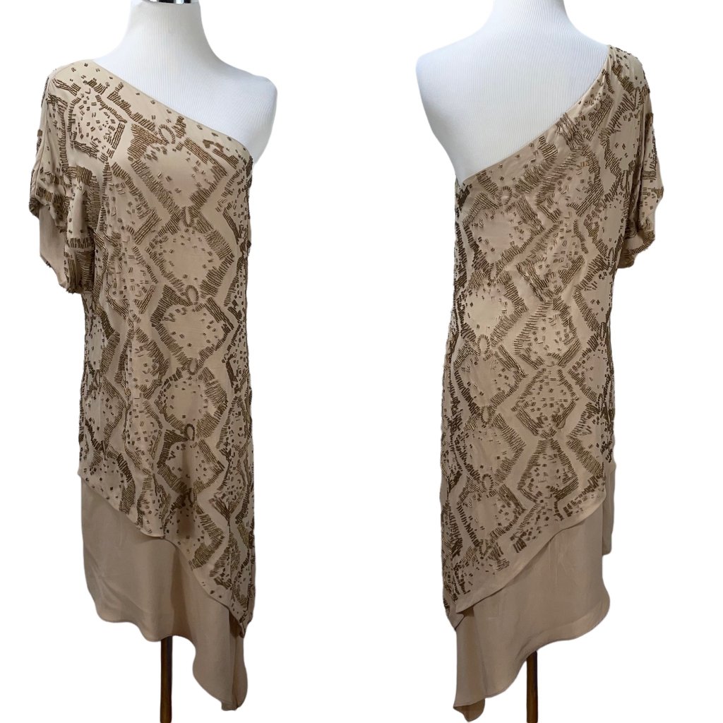 New Vintage Robert Rodriguez Beaded Silk Dress Size M - 10 Party Cocktail Nye